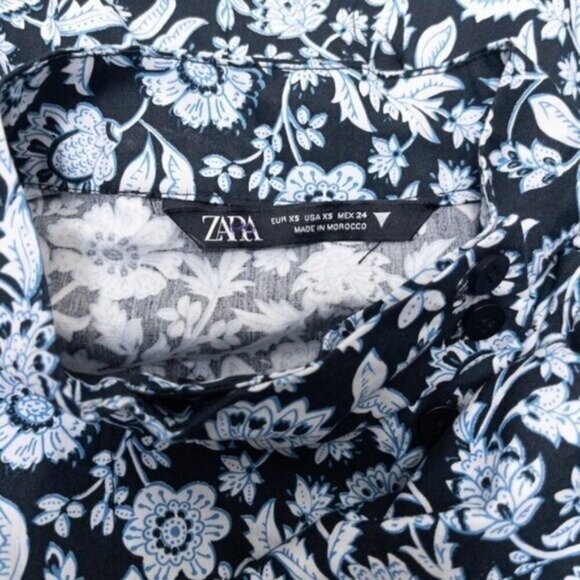 Zara Floral Poplin Ruffle Jumpsuit XS Blue Belted SS20 Blogger Fav TRF - Picture 7 of 15